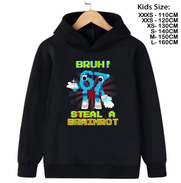 Kids 67 Brainrot Hoodie – Cartoon Character Sweatshirt