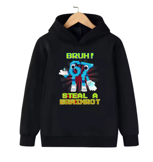 Kids 67 Brainrot Hoodie – Cartoon Character Sweatshirt